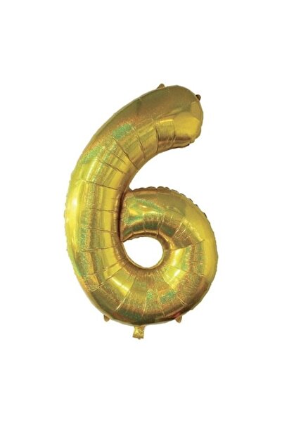 ANTBRO Balon folie metalică holografică nr. 6, auriu, 110 cm