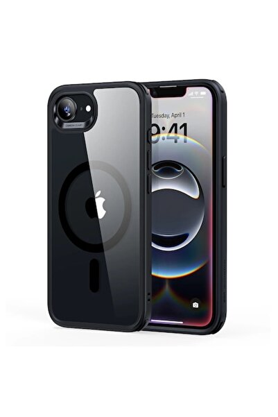 SOFAL Калъф за телефон за iPhone 16e (D34), полиуретан, прозрачен/черен