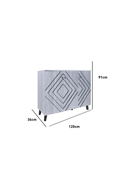 BAITY Malaysian Wood Shoe Cabinet with 3 Doors and 4 Shelves - Gray