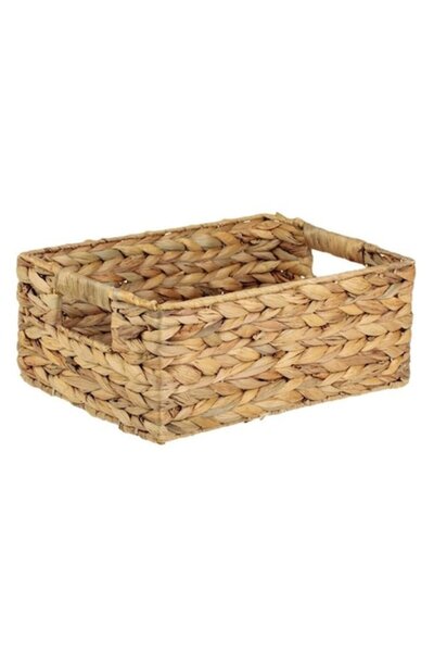 ANTBRO storage basket with metal frame woven with water hyacinth leaves, with handles, 31x23x13 cm