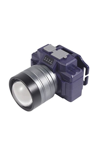 Danex Lanternă frontală LED cu zoom lung, telescopică, reglabilă, impermeabilă, albastră