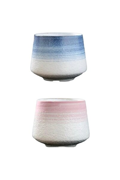 OEM Set 2 căni de cafea, ceramică, design cu marmură, 150 ml, ROZ/ALBASTRU