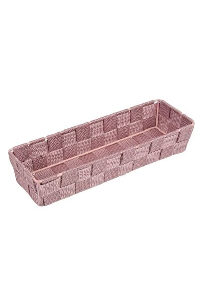 ANTBRO ® Storage Basket with Woven Rattan Pattern, Pink, 26x9x5cm