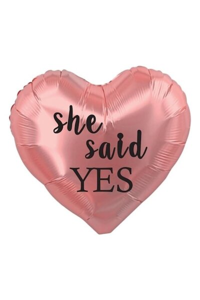 ANTBRO Balon Inima Antbro, roz auriu, 35x35cm, mesaj She Said YES, ideal pent...