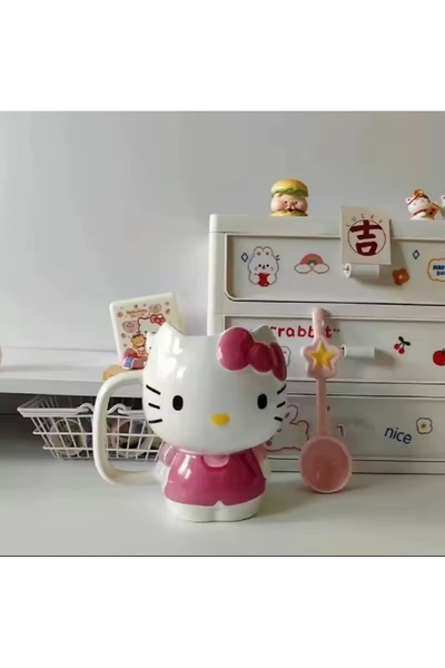 hediyeconcepti 500ml Sanrio Hello Kitty Karikatür Sevimli Seramik Yüksek Görünüm Yaratıcı Büyük Kapasiteli Kupa