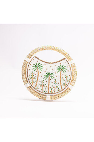 crystalicious Paloma Eco-Luxe Bag Handcrafted Vegan Elegance with Wooden Bead Embellishments