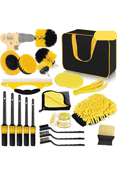 Danex Set 24 Accessories for Auto Cleaning, Interior and Exterior, Yellow
