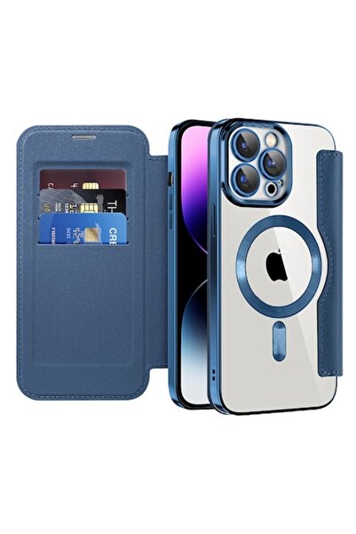 OEM Калъф за iPhone 14 Pro Max, O45, Кожен, Син
