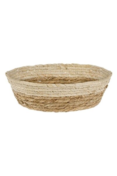 ANTBRO Storage basket round, made of corn fibers, brown and beige color, Ø24x8 cm