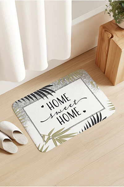 Homiko Home Sweet Home Green Patterned Door - Bathroom Front Mat 60X80Cm