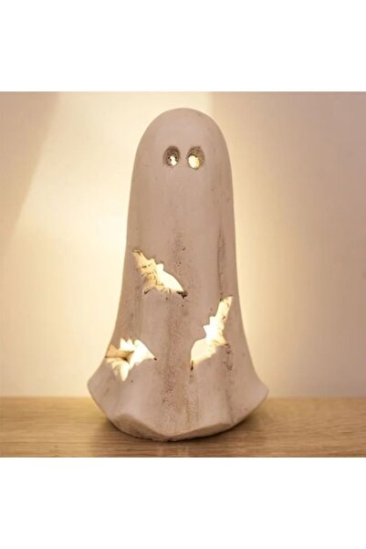 OEM Διακοσμητικό Φωτιστικό Halloween Ghost Λευκό Διάτρητο με Θερμό Λευκό Φως ...