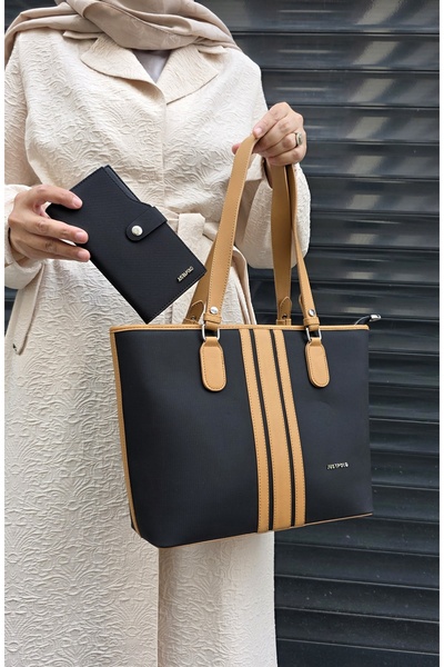 Just Polo حقيبة كتف نسائية كبيرة الحجم من جوستبولو مع 3 أقسام مع محفظة