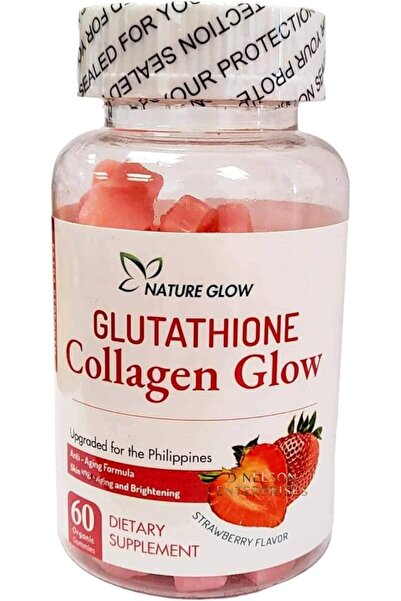 NATUREGLOW مكمل غذائي طبيعي متوهج بالجلوتاثيون والكولاجين، بنكهة الفراولة، تر...