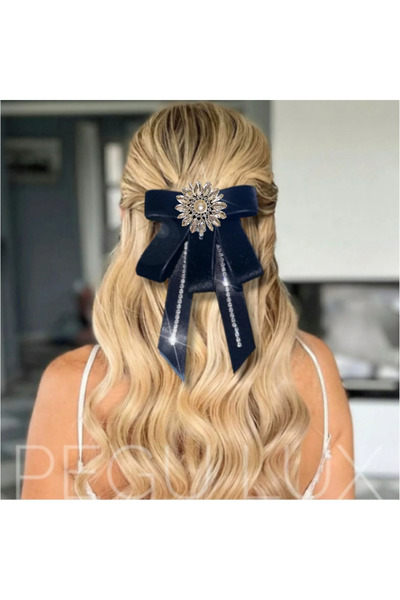 pegu baby collection مشبك أوتوماتيكي أسود بتصميم خاص مع حجر مخملي 2 سم 22