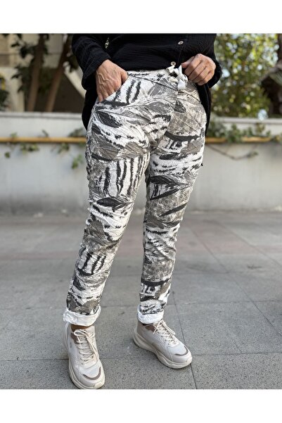 DenizEge Palm Italian Trousers Ecru