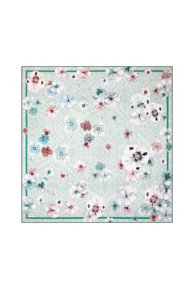 Bursa İpek Двустранен копринен шал с мотив от мента и мак