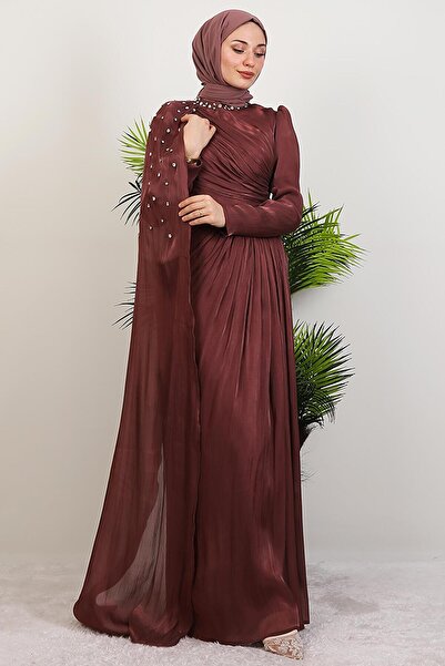 GİYZAMİLA İlkin Yoryo Abiye Gül Kahve