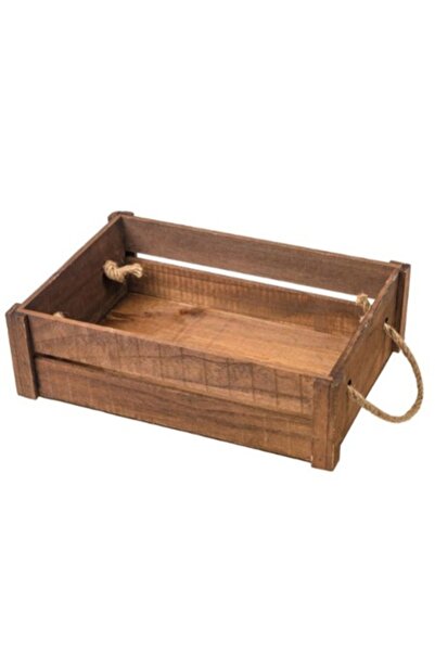 OEM Decorative Wooden Box with Rope Handles, Brown, 40 x 28 x 12 cm