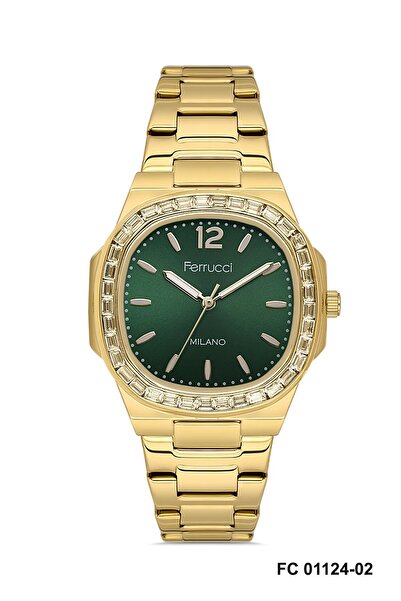 Ferrucci ساعة يد نسائية FC01124M.02 بلون ذهبي ومينا أخضر بقطر 35 مم
