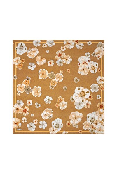 Bursa İpek Μεταξωτό μαντήλι διπλής όψης με σχέδιο μουστάρδας