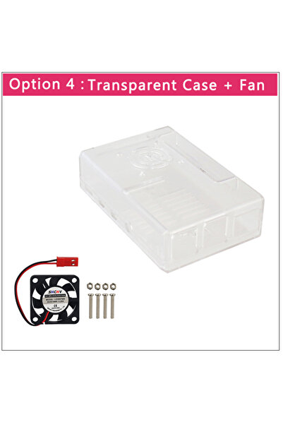 choice2 حافظة شفافة مع مروحة Raspberry Pi 4 موديل B ABS سوداء اللون، غلاف بلاستيكي شفاف، منفذ GPIO قابل للإزالة