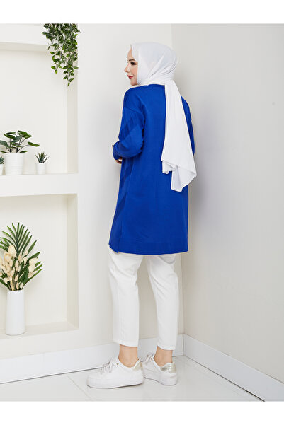 KMKkombin Γυναικείο τοπ με λαιμόκοψη ποδηλατικού τύπου με λεπτομέρεια με κουμπιά και αυτοσχεδιασμένο σχέδιο