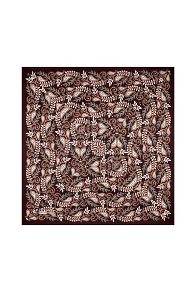 Bursa İpek Eșarfă din mătase twill cu model Brown Spike