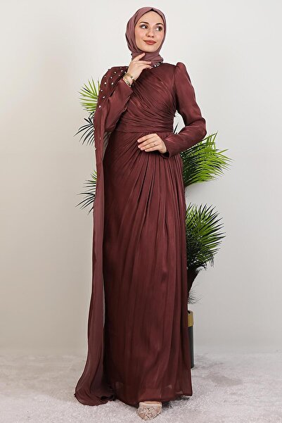 GİYZAMİLA İlkin Yoryo Abiye Gül Kahve