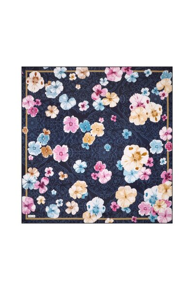 Bursa İpek Μεταξωτό μαντήλι διπλής όψης με μοτίβο ναυτικού μπλε