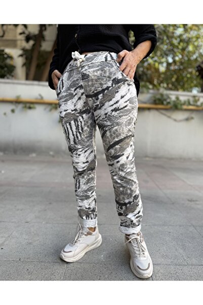 DenizEge Palm Italian Trousers Ecru