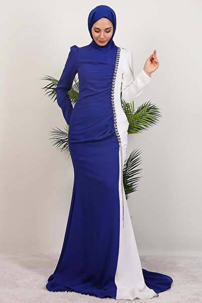 GİYZAMİLA Two Color Buzy Dress Night Blue