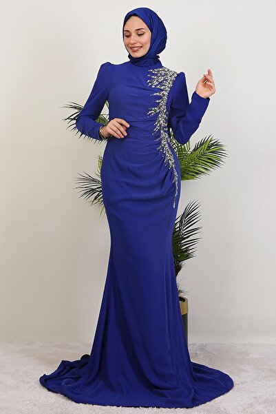 GİYZAMİLA Akasya Buzy Abiye Gece Mavi