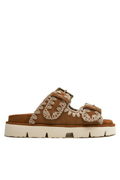 Mou Γυναικείες σαγιονάρες καφέ MOU-MU.SW461005A COG COGNAC