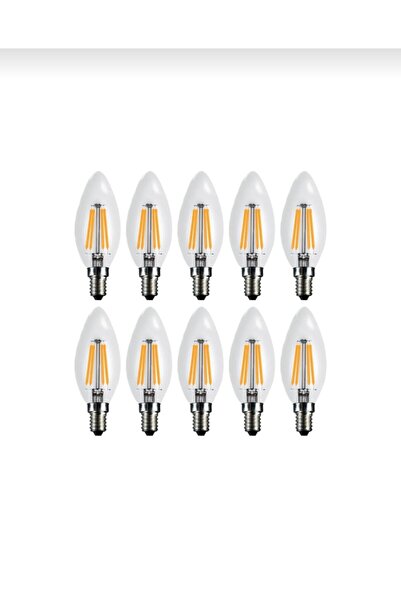 Osaka Light 10'Lu 6w E14 Duylu 2700k Sarı Işık 780lm Led Flemanlı Şeffaf Mum Buji Ampul