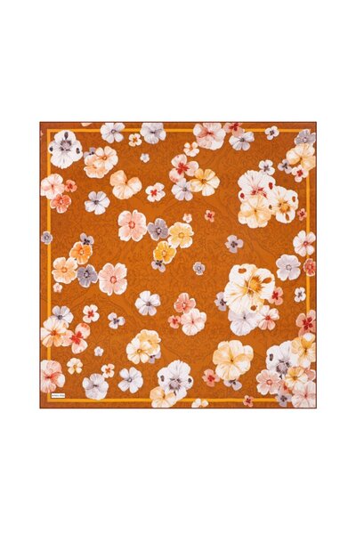 Bursa İpek Μεταξωτό μαντήλι διπλής όψης με σχέδιο κανέλας και μαργαρίτα