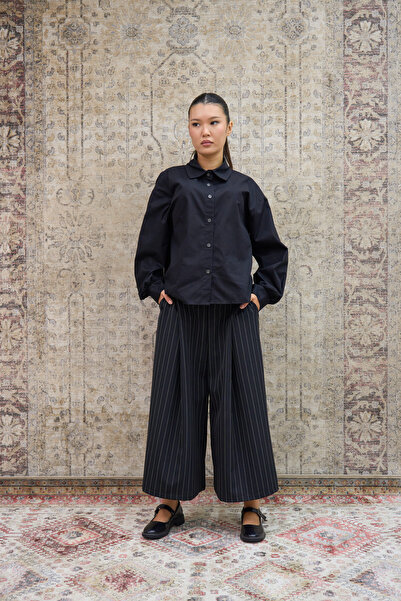 KÜÇÜĞÜM BUTİK Black Striped Pleated Trousers