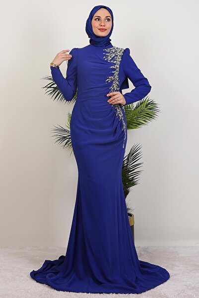 GİYZAMİLA Akasya Buzy Abiye Gece Mavi