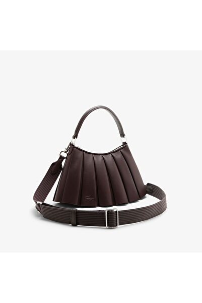 Lacoste Small Lenglen Women's Leather Dark Brown Shoulder Bag