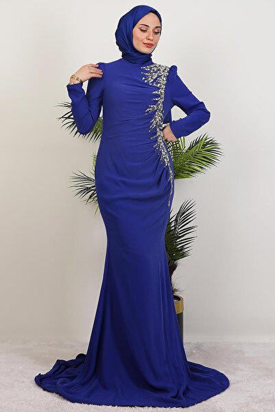 GİYZAMİLA Akasya Buzy Abiye Gece Mavi