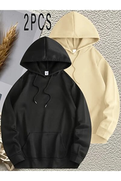 EXPECTED Φούτερ 2 τεμαχίων Unisex πολύχρωμο oversized με κουκούλα με 3 κλωστές