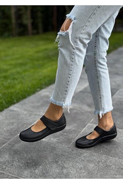 DİVA Pantofi casual de damă negri cu piele dungi