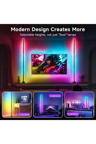 Generic RGB Corner Floor Lamp 48" Smart App & Remote Control LED with Music Sync & DIY Mode