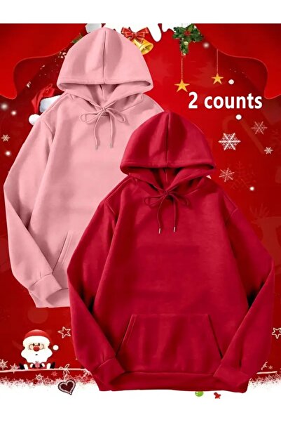 EXPECTED Φούτερ 2 τεμαχίων Unisex πολύχρωμο oversized με κουκούλα με 3 κλωστές