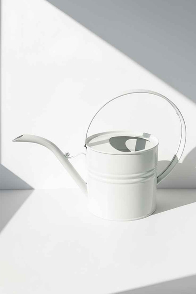 Desen Dekorasyon Ella 1 litru ghiveci de udare metalic cu flori albastru cobalt i alb - udatoare decorativa moderna multifunctionala