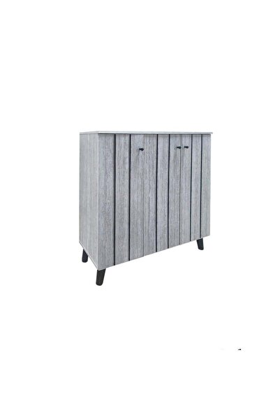 BAITY Shoe Cabinet with 3 Doors Made of Malaysian Wood - Gray
