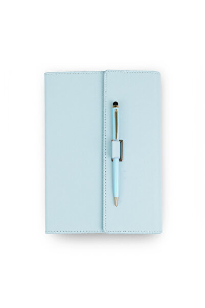 G&S PRO Set Agenda tip mapa cu pix, A5, 200 pagini, dictando, culoare albastru