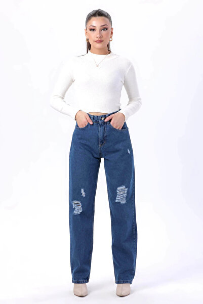 Butik Palazzo Laser Jeans Blau - 23807