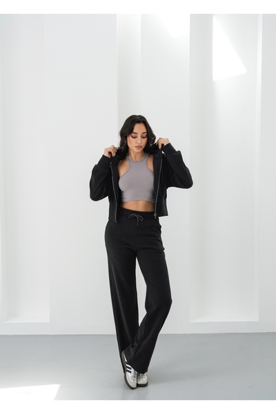 veres Σετ με κουκούλα και φούτερ Liva Anthracite με χοντρό κάτω μέρος