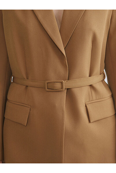 LC Waikiki Yellow Women's Blazer Jacket with Belt at the Waist