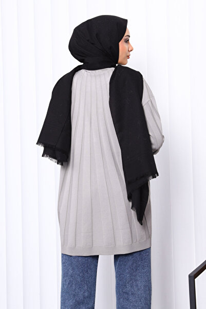 İmajButik Γκρι πλεκτό τοπ με λαιμόκοψη Mercerized